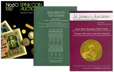 Лот №990,  Лот из 3-х аукционных каталогов Baldwins, St. James, Spink coin с интересными русскими монетами.