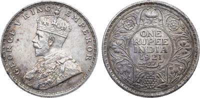 Лот №130,  Британская Индия. Колония. Король Георг V. 1 рупий 1921 года.