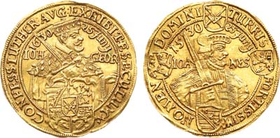 Лот №12,  Курфюршество Саксония. Курфюрст Иоганн Георг I. Дукат 1630 года.