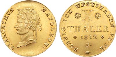 Лот №22,  Королевство Вестфалия. Король Жером Бонапарт. 10 талеров 1812 года.