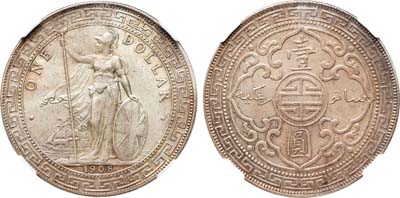 Лот №24,  Британская империя. Торговый доллар 1908 года.