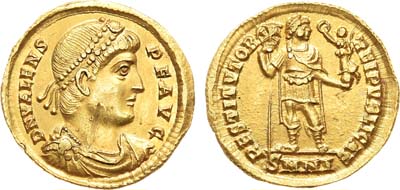 Лот №3,  Римская империя. Император Валент. Солид. 364-378 гг..