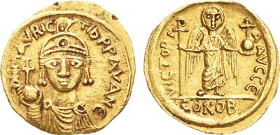 Лот №6,  Византийская империя. Император Маврикий Тиберий. Солид. 586-587 гг..