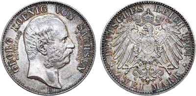 Лот №91,  Германская империя. Королевство Саксония. Король Георг. 2 марки 1904 года.